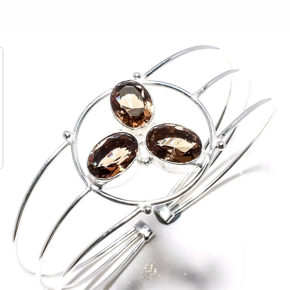 Sterling silver smokey quartz bracelet